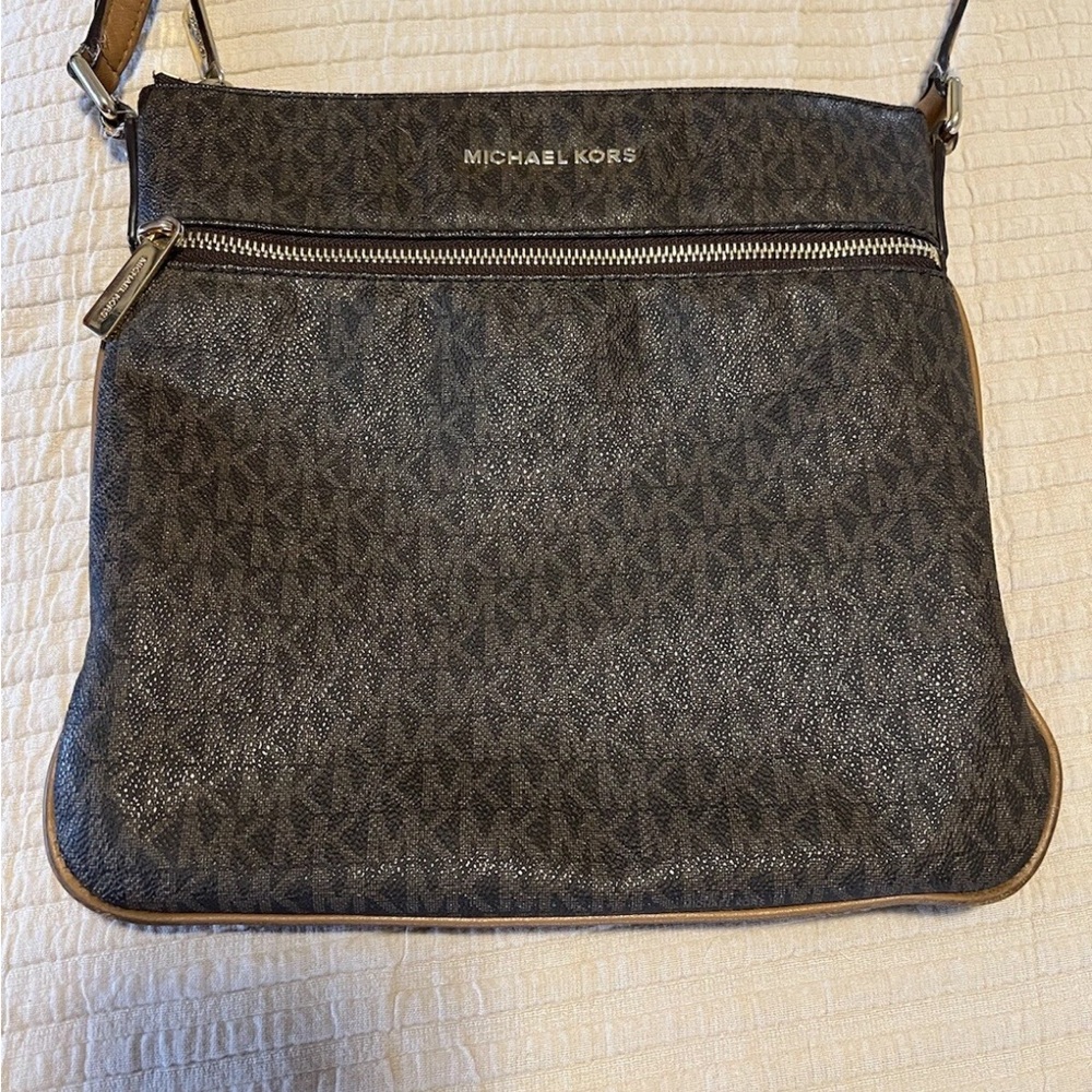 Michael Kors Dark Gray Monogram Crossbody Bag